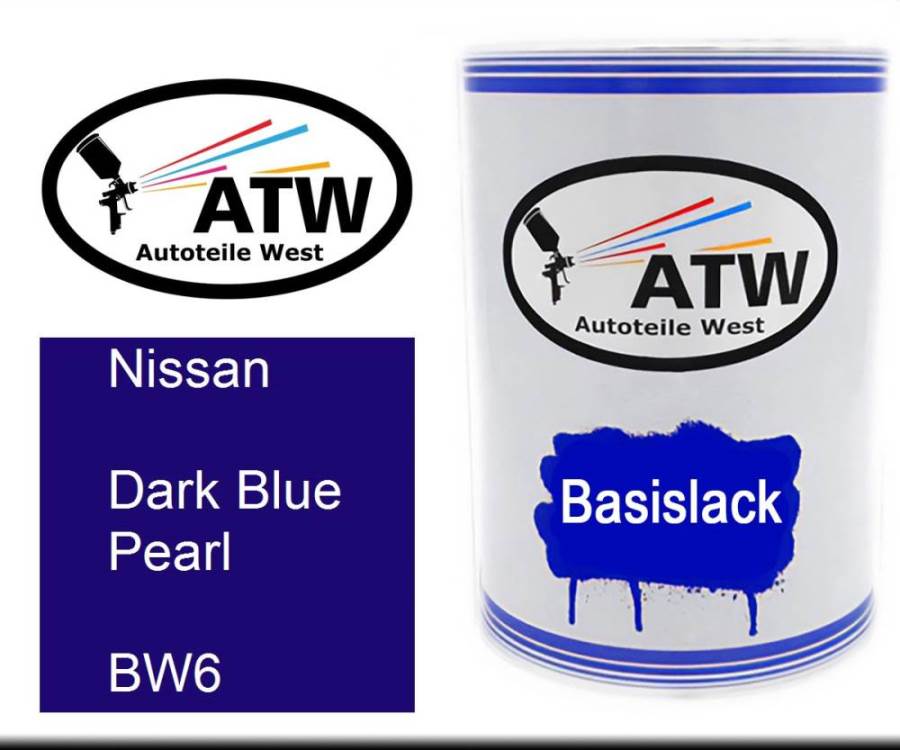 Nissan, Dark Blue Pearl, BW6: 500ml Lackdose, von ATW Autoteile West.